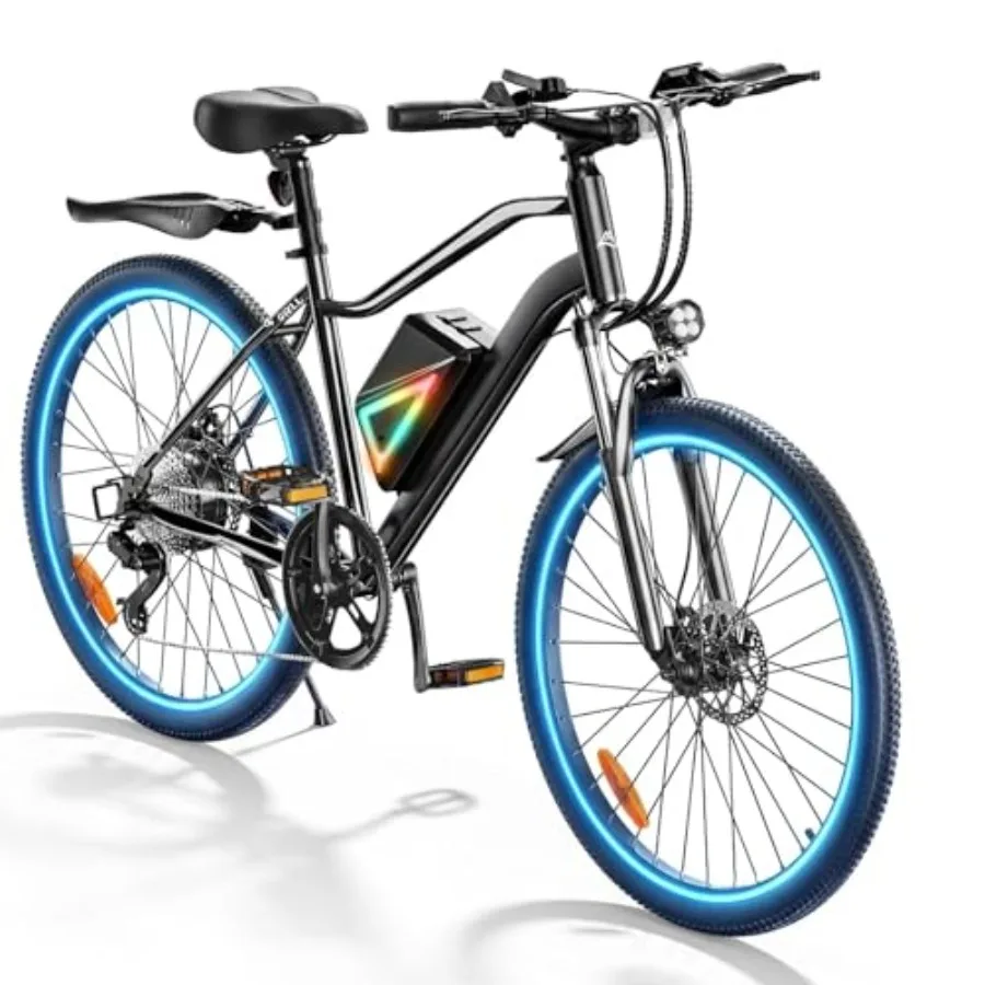 

Commuting electric bike for adults: 750W peak motor 60+ miles range 20MPH top speed 26'' tires shock absorber black aluminum fr