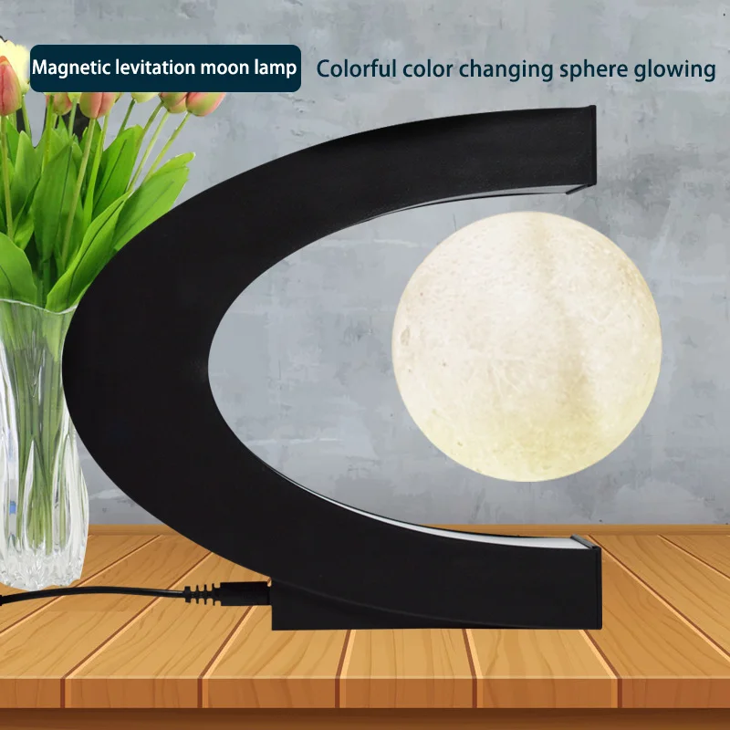 Floating Moon Night Light, Multi-Color Maglev Desktop Light, 3D Printing Floating Moon Light, Used For Home Desktop Decoration
