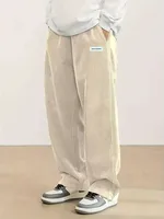 Autumn Mens Corduroy Casual Pants Fashion Loose Fit Pants Straight Sweatpants Elastic Waist Drawstring Outdoor Streetwear 5