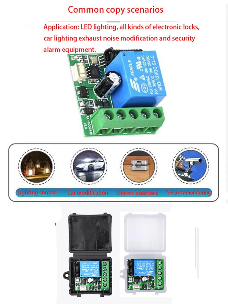 433MHZ Industrial DC 12V 1CH 10A RF Wireless Remote Control Switch Radio Receiver With 20-2000M Long Distance Remote Controller