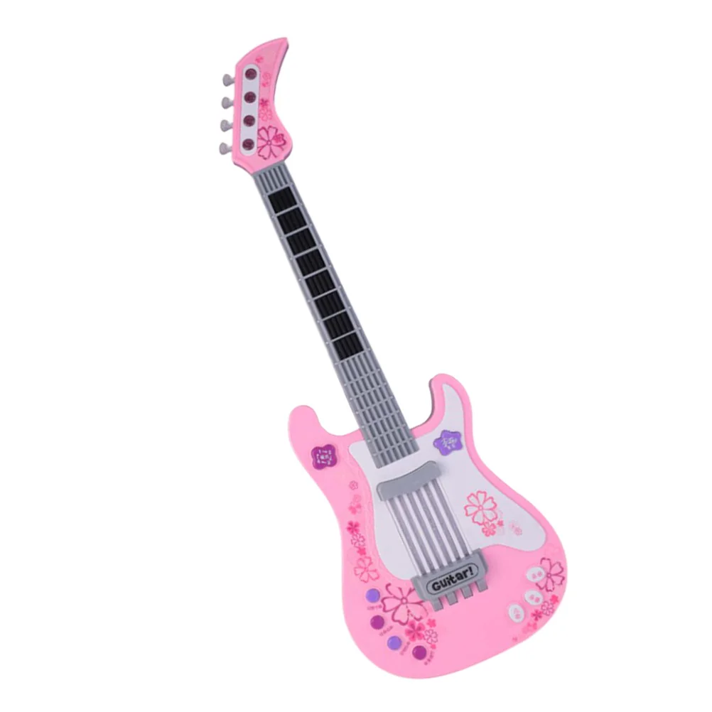 

Pink Electronic Kids Guitar Cartoon Design Early Learning Musical Instrument Toddler Gift Not Included Lights