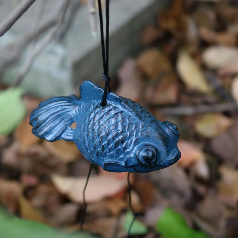 Stylish Iron Fish Wind Chime Hanging Ornament for Room Door Garden Car Decor Decor Fish Shaped Metal Chime
