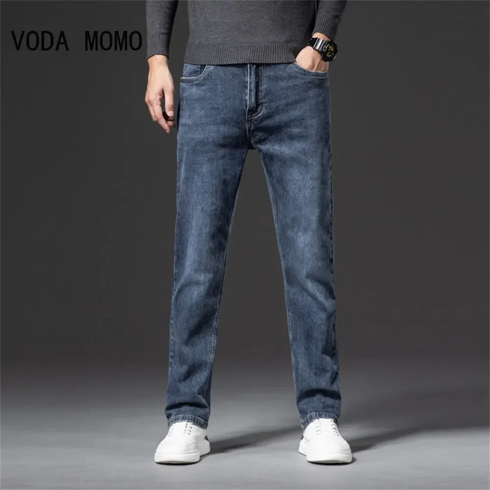 

2025 лучший бренд, лучшая цена, удобные прямые джинсовые брюки, мужские джинсы, деловые повседневные эластичные мужские брюки высокого качества