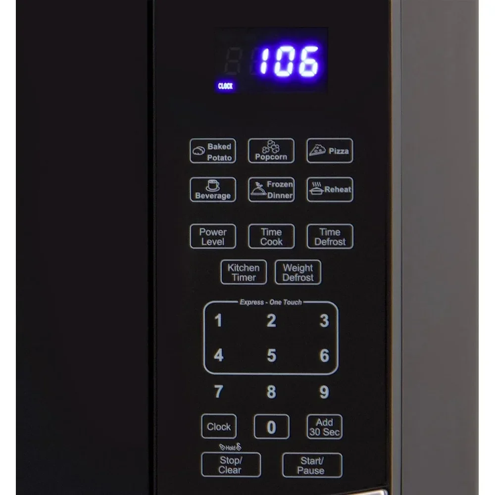 Microwave Oven 900-Watts Compact With 10 Power Levels and 6 Pre Cooking Settings Speed Defrost 0.9 Cubic Feet Stainless Steel