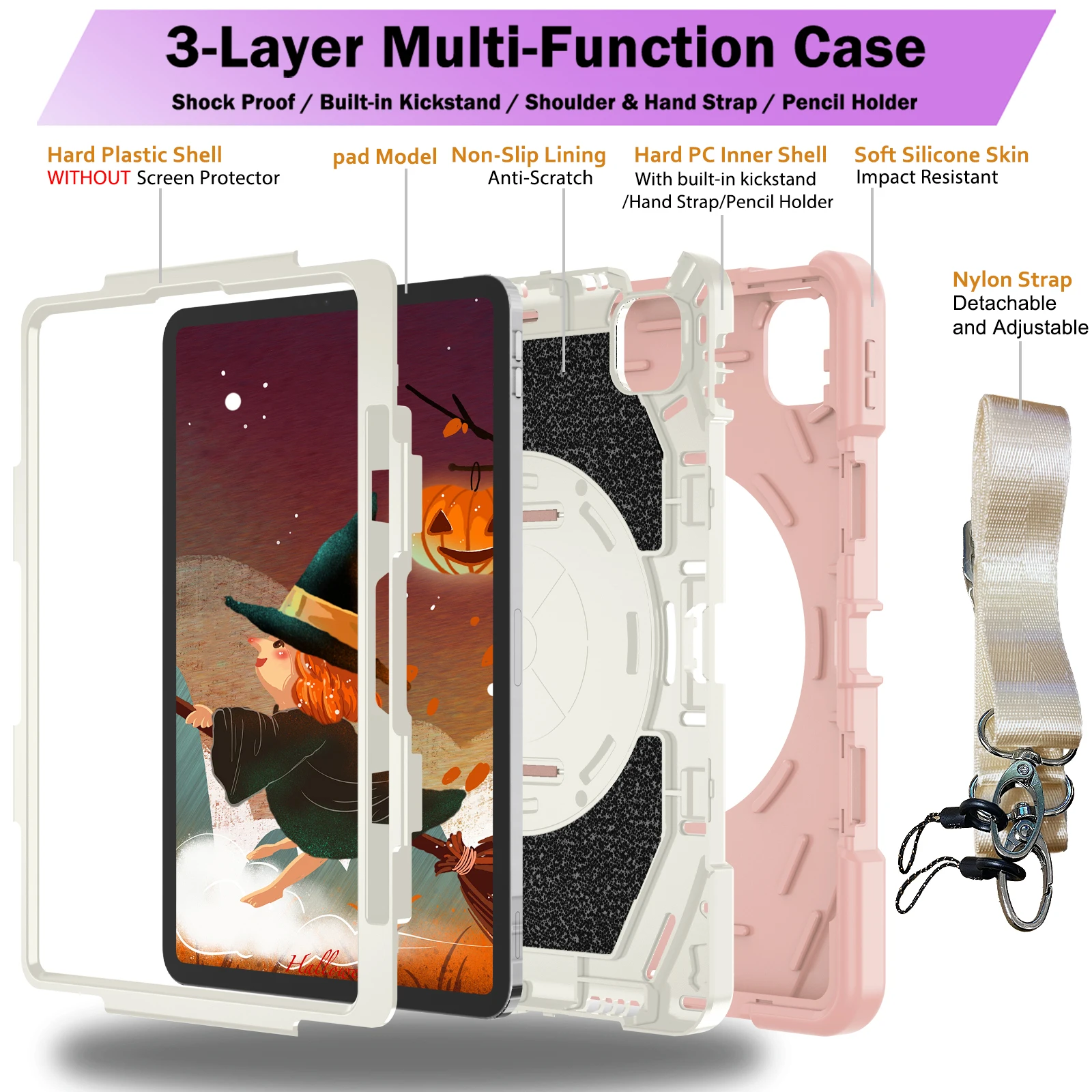 For funda iPad 10th 2022 Air 11 ipad Pro 11 mini 6 Tablet Cover for Air 6 Stand Kids Shockproof 360 Rotation Braket Handstrap