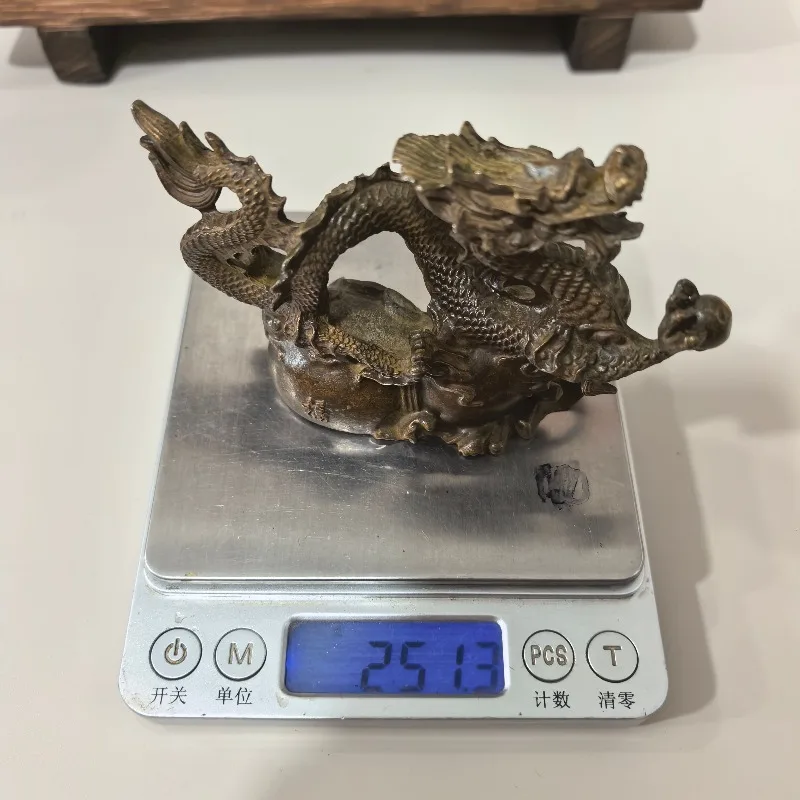 Retro Bronze‑plated Chinese Loong Dragon Figurine On Gourd Base Statue Wealth Luck Tabletop Decoration Collectible Gift
