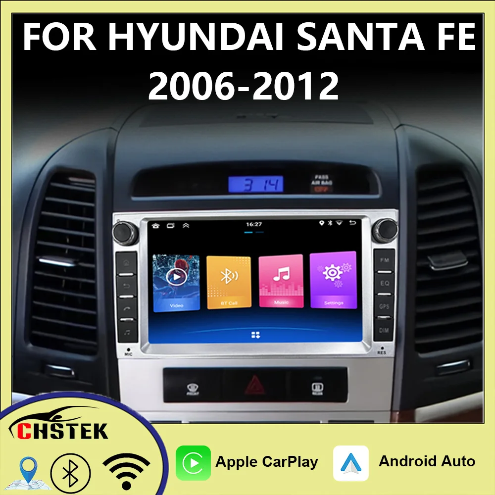 

CHSTEK Car Radio Bluetooth For Hyundai Santa Fe 2006 2007-2012 WIFI 4G GPS Multimedia Navigation Android Auto Wireless Carplay