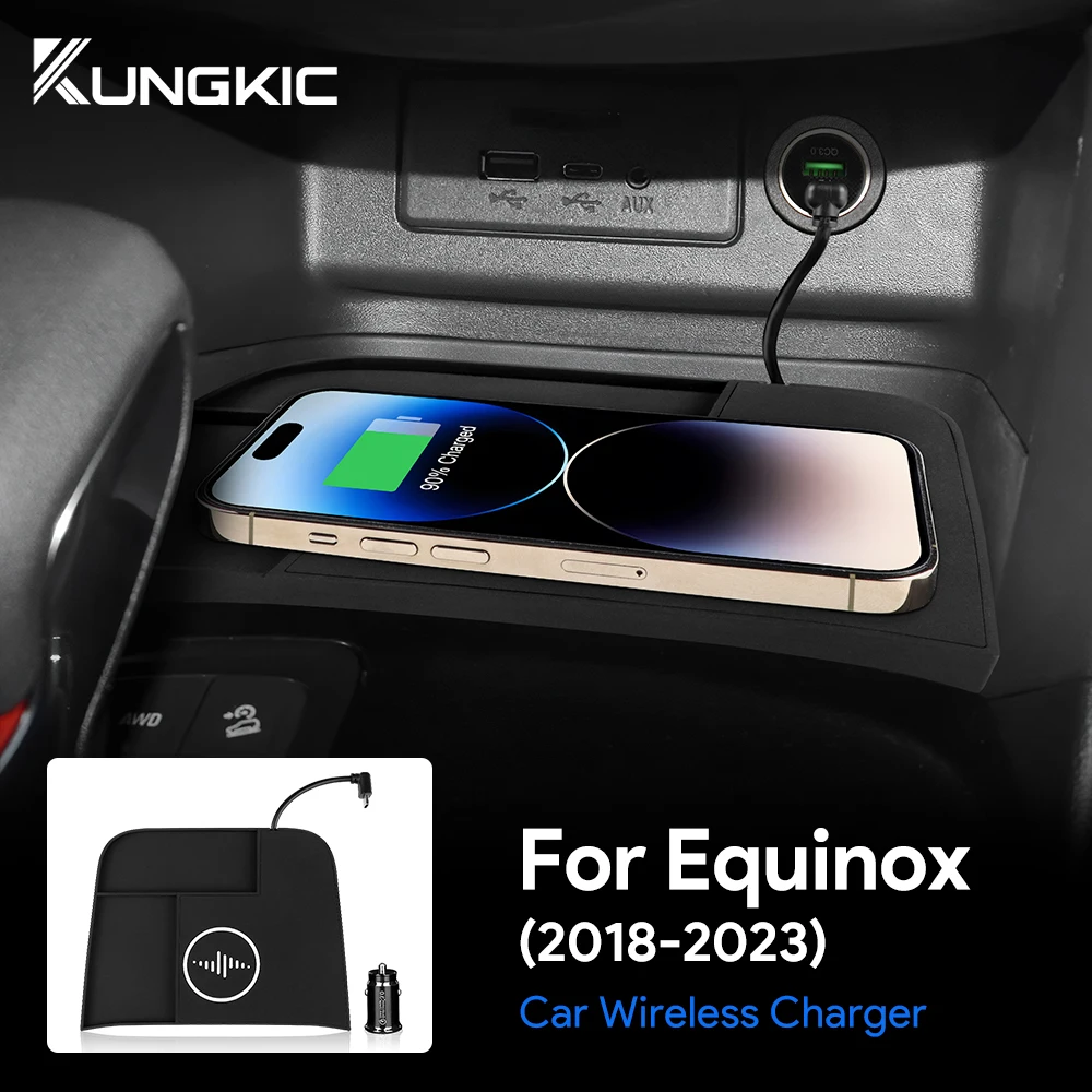 KUNGKIC Mobile Phone Fast Charging 15W Car Wireless Holder Charger Board for Chevrolet Equinox 2018 2019 2020 2021 2022 2023