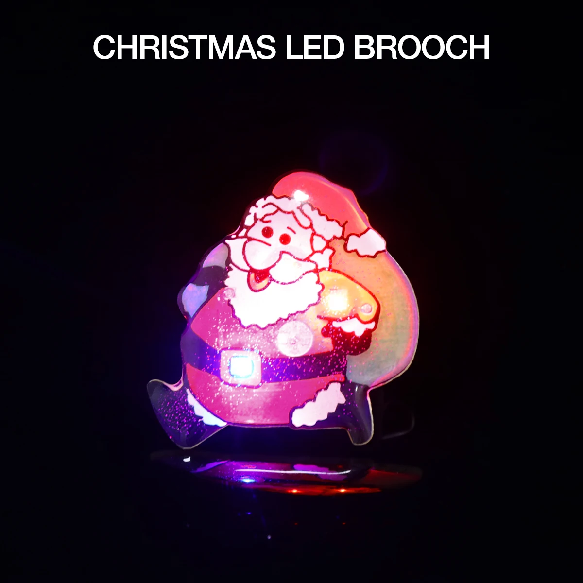 

50 Pcs Christmas Glitter Brooch Festive Atmosphere Holiday Jewelry for Women LED Glowing Badges Party