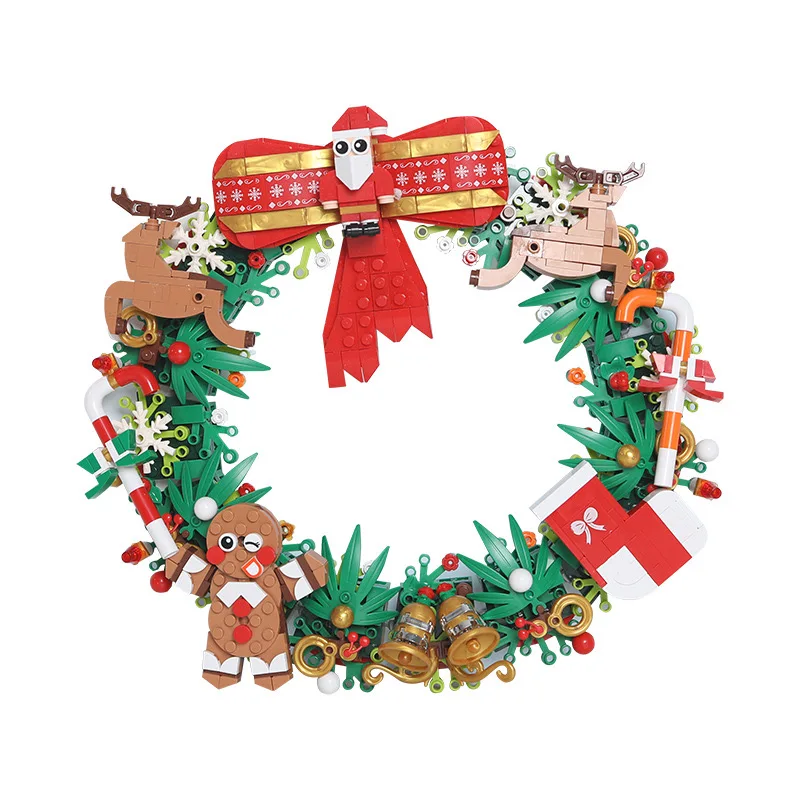 Caja de música de JK-5118 para niños, árbol de Navidad colorido, corona de Navidad, piezas de decoración de pared, rompecabezas de Navidad, bloques de construcción