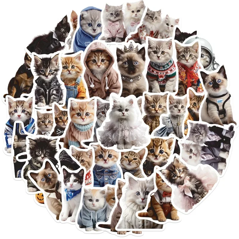 10/30/50PCS Cute Winter Cat PVC Sticker Aesthetic Decoration Scrapbooking Sketchbook Korean Stationery School Supplies for Kids