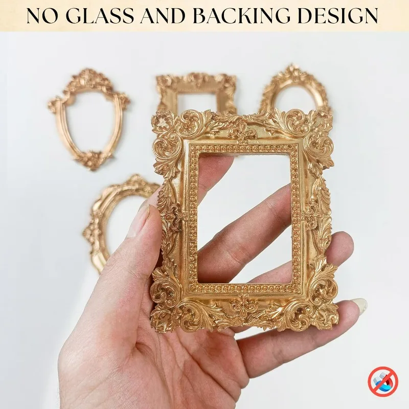 10/30PCS Mini Vintage Resin Picture Frame Small Picture Frames Antique Silver Gold Frames for Dollhouses Ornaments Wall Hanging
