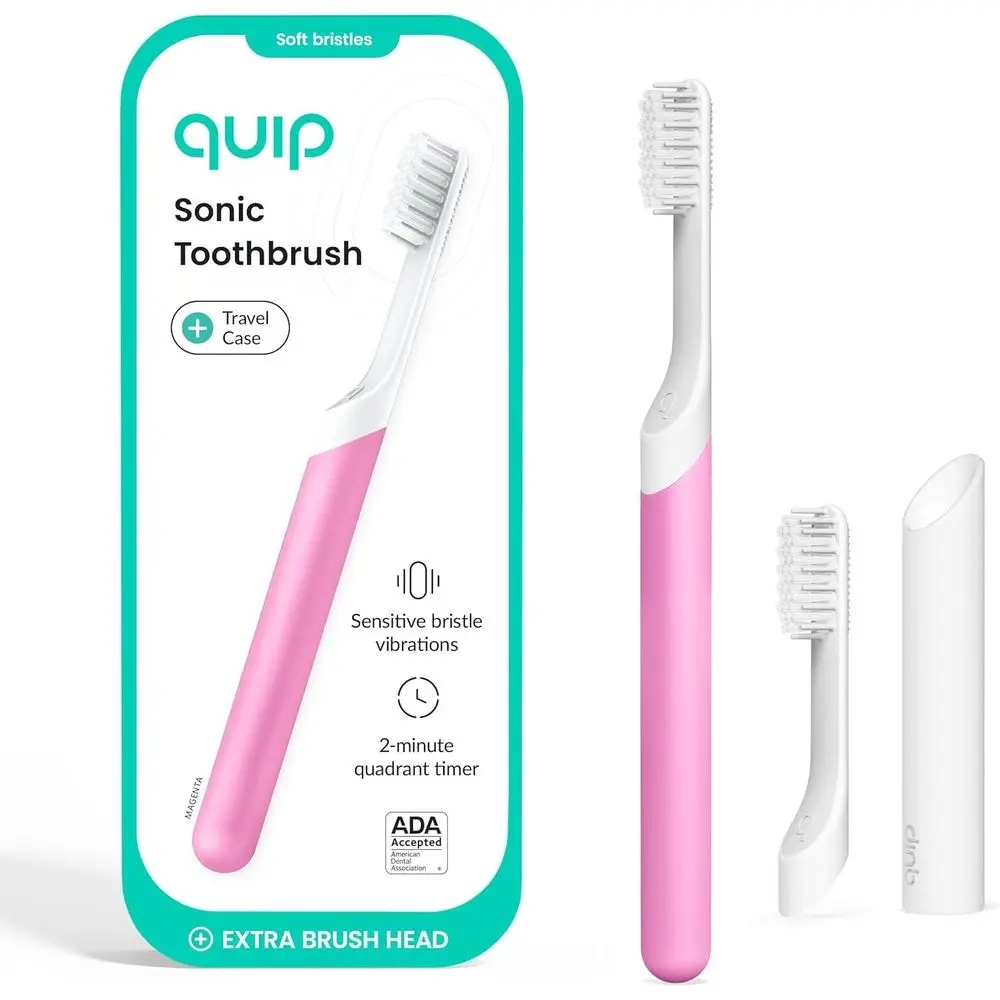 

Adults' Electric Toothbrush with Travel Case, Replacement Heads, and 3-Month Battery Life in Magenta