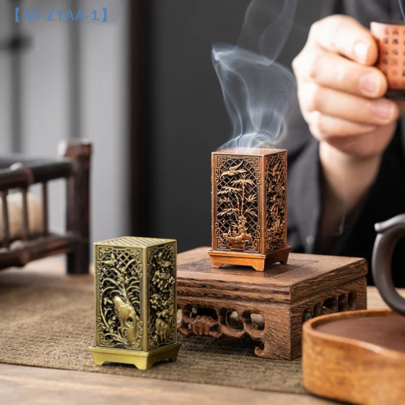 【ZYAA-1】1 Stück quadratischer vertikaler Räucherstäbchenhalter, kleiner Räucherstäbchenhalter aus Legierung, für den Innenbereich, Aromatherapie, Heimdekoration, chinesische Pflaume