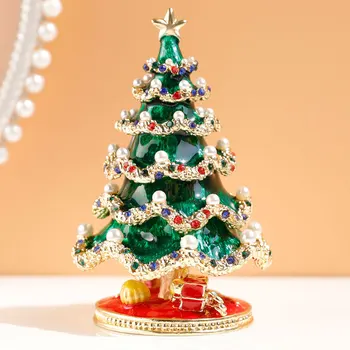 Noel ağacı mücevher kutusu kristal menteşeli kutu mücevher kutusu ev dekorasyon dekorasyon, çocuk rüya noel ağacı