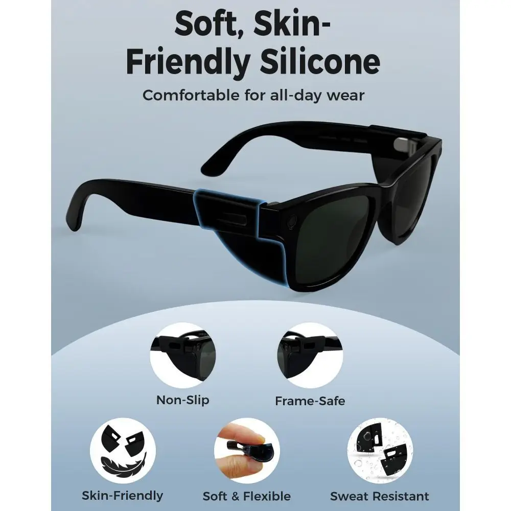Silicone Glasses Side Shields Secure Anti-Slip Light Blockers for Ray-Ban Meta Wayfarer/Headliner/Skyler (Gen 1/2)/ Meta HSTN view 3