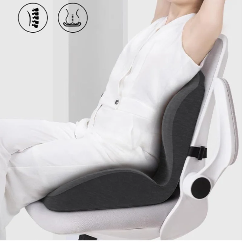 Ergonomic Memory Foam Seat Cushion with Back Support Seat Cushion for Office Chair Stress Relief Lumbar Support Car Office