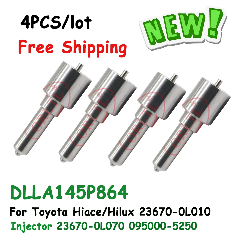 

4PCS Diesel Nozzle DLLA145P864 For Toyota Hilux Hiace 2.5 D 2KD-FTV Injector 23670-0L070 236700L070 Fuel Injection 093400-8640