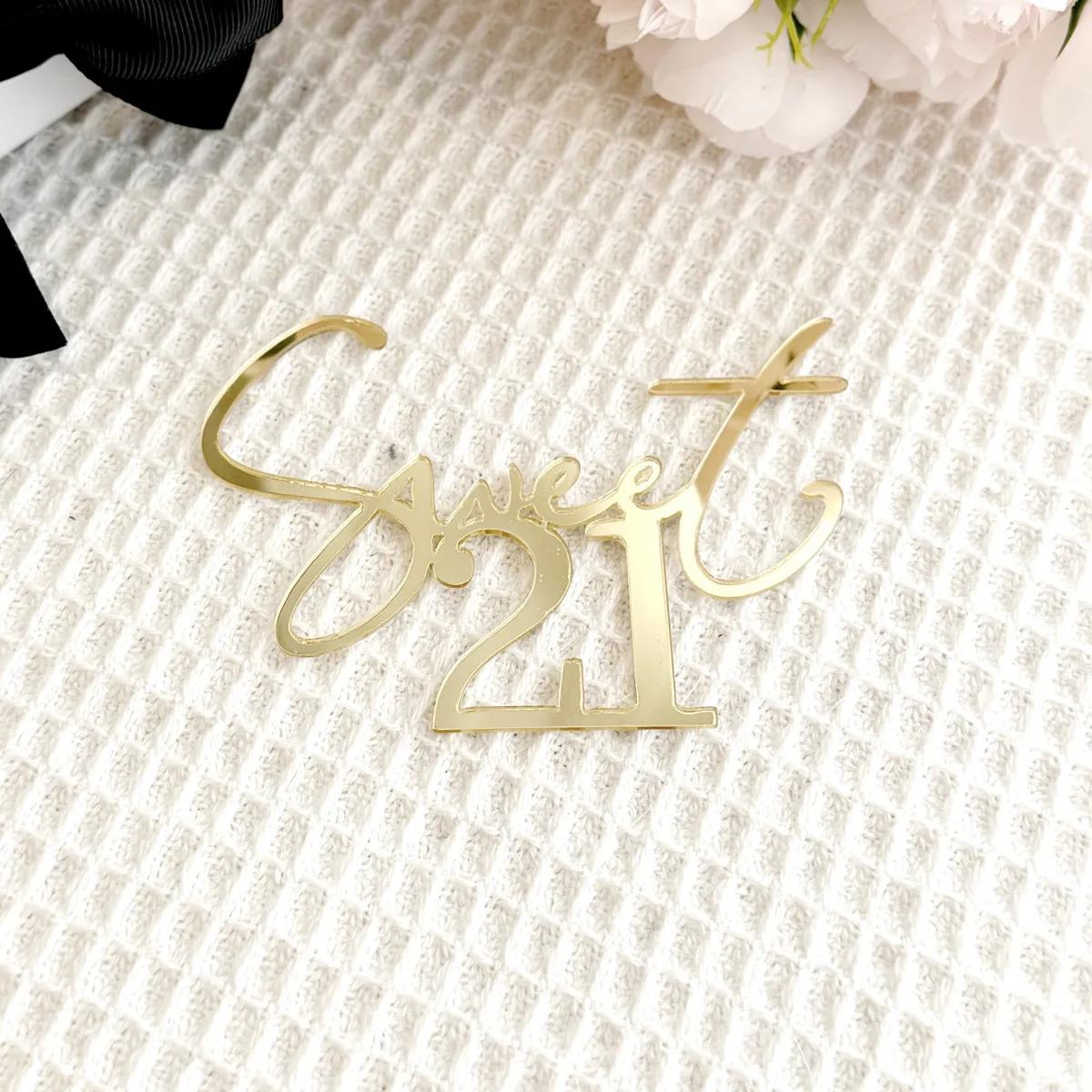 Acryl-Tagesnummer-Kuchenaufsatz für 16 18 21 30 Geburtstagsparty-Dekorationen, süße Sechzehn-Gold-Glitzer-Jubiläumsfeier – Detail 5