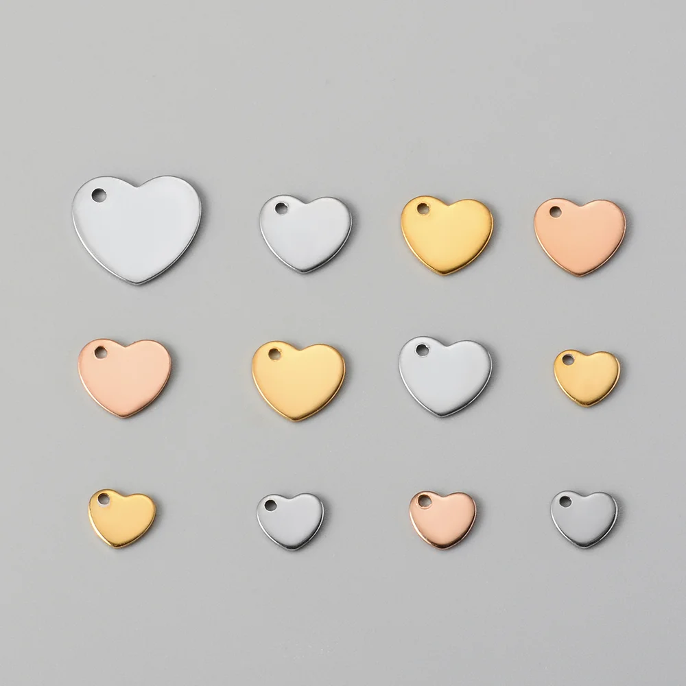 20 Stück/lot Edelstahl-Herzanhänger zum Stempeln, Rohling für DIY-Schmuckherstellung für Halskette, Armband oder Fußkette – Detail 7