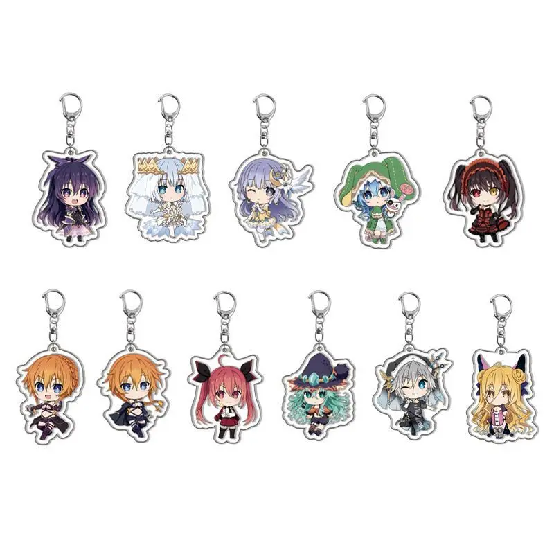 Date A Live Itsuka Shido Yatogami Tohka Tokisaki Cute Cartoon Keychains Anime Keyrings Bag Tag Cos Accessory Christmas Gift