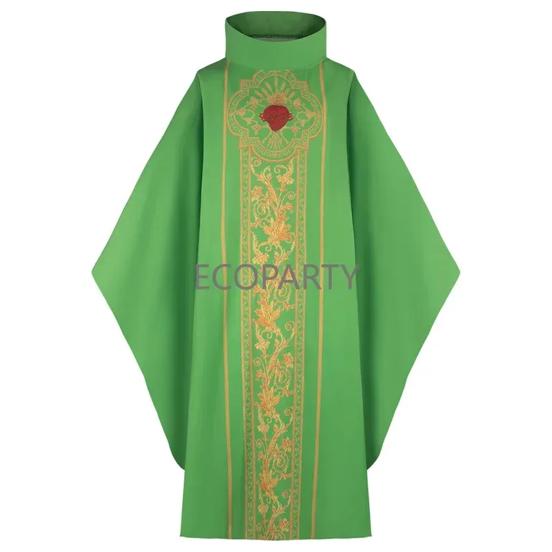 Новая модель печатного облачения для церковного пастора, священника, винтажное облачение, накидка, сутана, белое, красное, зеленое, фиолетовое