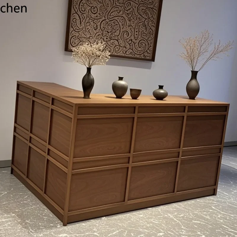 YFY Cashier Counter Retro Courtyard Front Desk Reception Desk Women's Clothing Store Cabinet Table