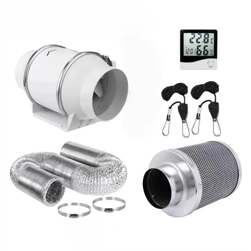 1pcs Infinite Speed Duct Fan, Adjustable Ventilation Pipeline Carbon Canister Filter Combo Set