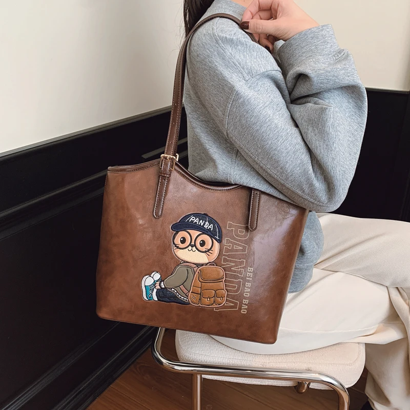 

Большая женская сумка-кроссбоди 2026 года с мультяшным принтом, модная наплечная сумка-тоут, стильный аксессуар для женщин