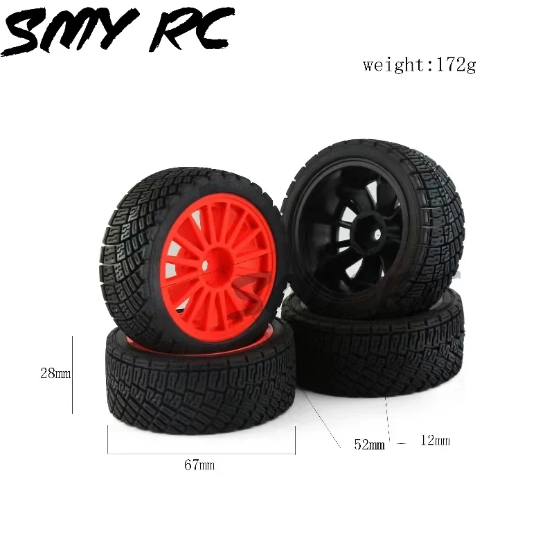 RC Car Rubber Tires & Wheels Rims for 1/10 On-road Rally Car WRC i20 Tamiya Kyosho hpi Tamiya TT02 XV01 PTG Optional Wheel Hub