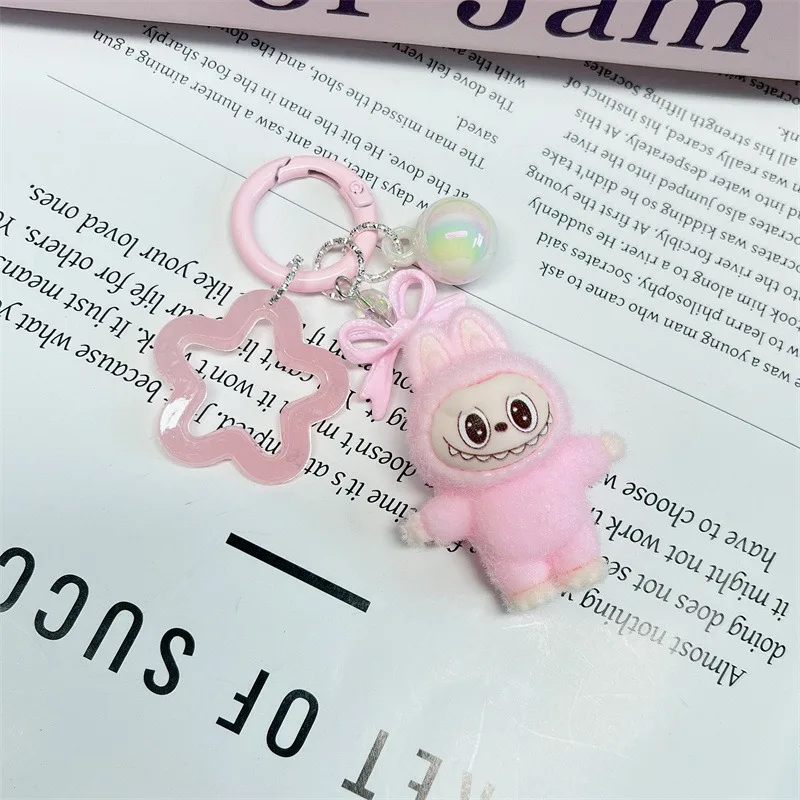 

New mini Labbubu Keychain Kawaii Cartoon Keyring for Backpack Couple Mobile Phone Bag Pendant Students Key Ring Festivel Gifts