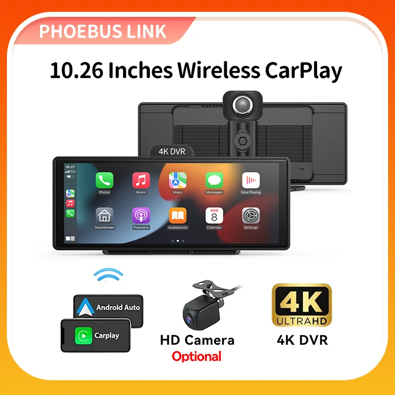 

10.26inch 4K Car DVR Dash Cam 5.8Ghz WiFi 2 Cameras Front/Rear Cam GPS Night Vision Parking Monitor داش كا