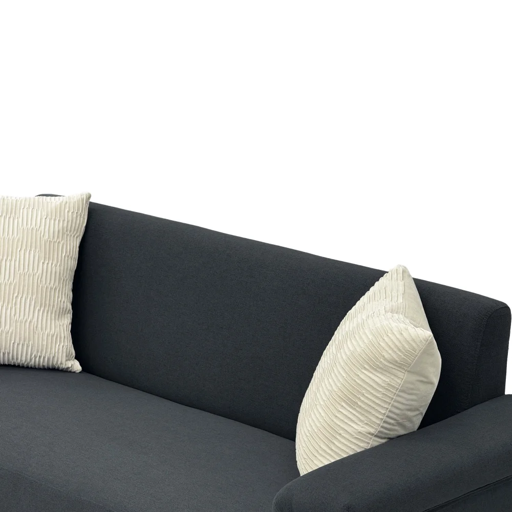 PINGGO 2-Sitzer-Sofa im nordischen Stil, feiner Leinenstoff, Massivholzrahmen, stabile Eisenbeine, 174 x 72 x 82 cm, Wohnzimmermöbel – Detail 21