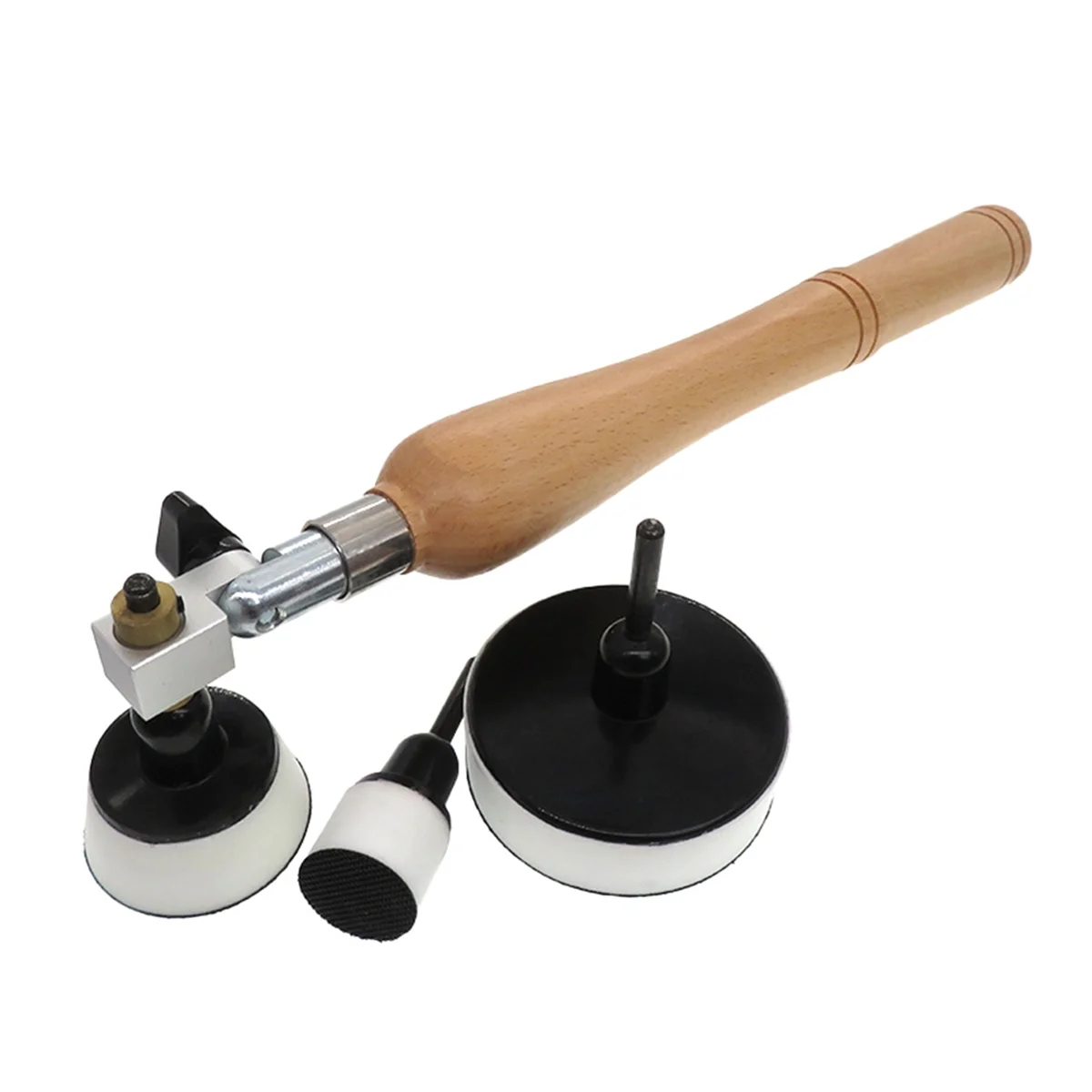 Bowl Sander Sanding Tool for Woodworking,1/2/ 3 Inch Hook and Loop Sanding PU Pad, Long Hardwood Handle for Woodworking