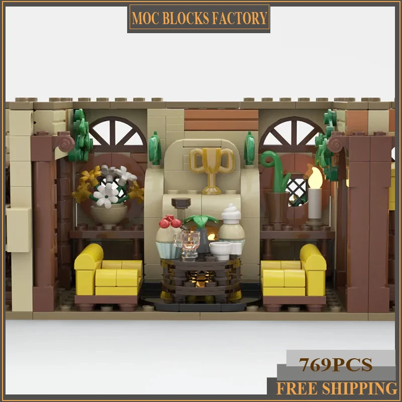 

Модель строительного блока из фильма Moc, технология общественного отдыха Hufflepuff, модульный подарок из строительных блоков, детская игрушка, набор «сделай сам», сборка