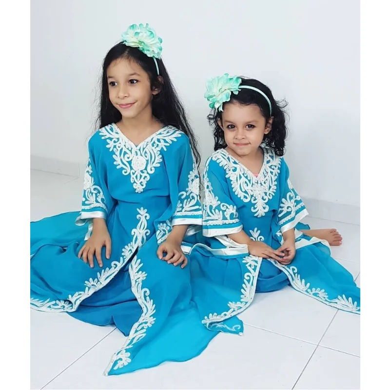 Girls\' Dress Special Children\'s Abaya Moroccan Long Shirt Children\'s Jellabiya European and American Fashion Trend