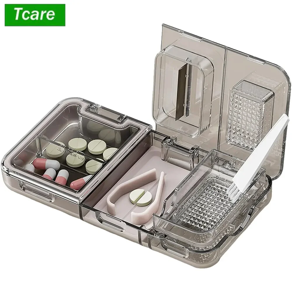 Portable Large Pill Cutter - Professional 3-in-1 Pill Splitter and Case for Small or Large Pills, Travel - Friendly Pill Crusher