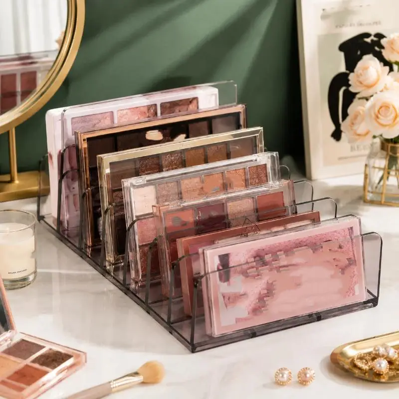 Transparent Plastic Cosmetic Organizer 7-Slot Multi-Functional Makeup Holder for Bathroom Countertop Use