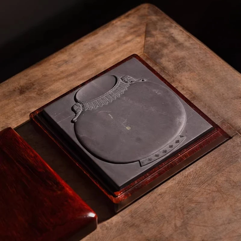 Natural inkstone, brush calligraphy, four treasures of Songkeng study