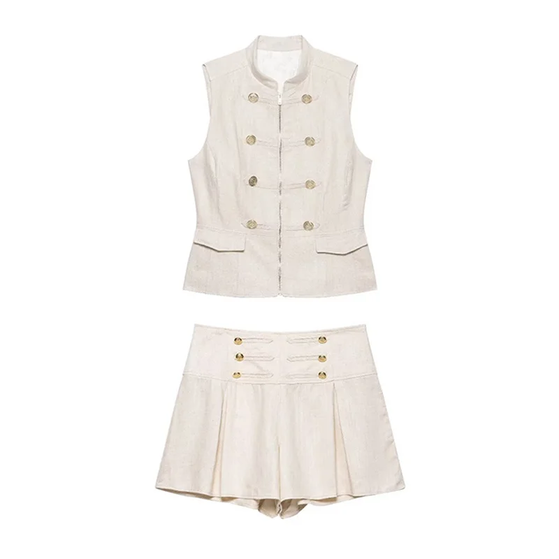 

Women's Set 2026 New Fashion Summer Rope Knot Decoration Set for Women Slim Vest Top and Casual Shorts Skirt Chic Female Set
