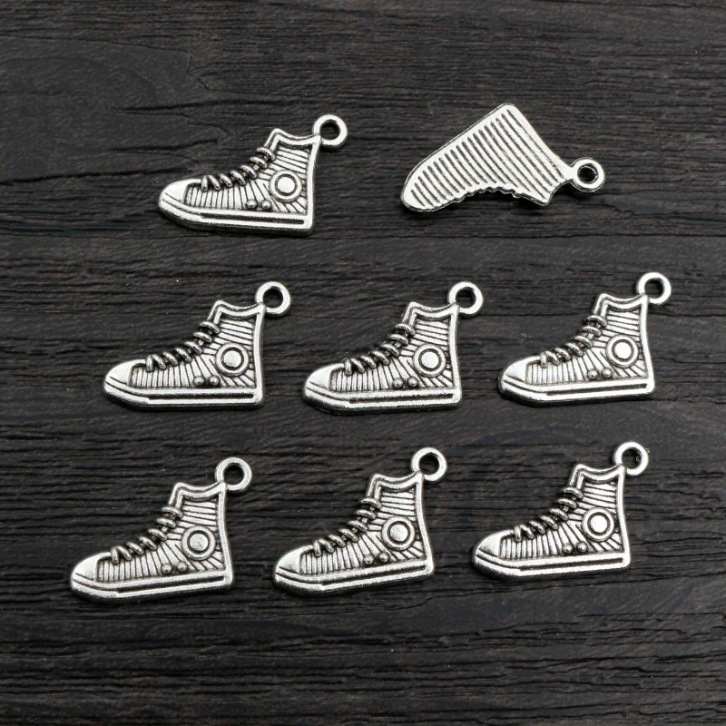 50pcs 12x17mm Shoes Charms Pendant Antique Silver Plated Cute DIY Jewelry Making Accessories Findings For Necklace Bracelet