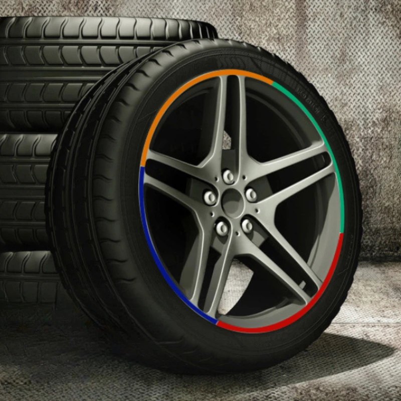 ملصقات إطار عجلة سيارة عاكسة ، شرائط حافة عاكسة ، شارات دراجة نارية لياماها كاواساكي ، 16 في كل مجموعة