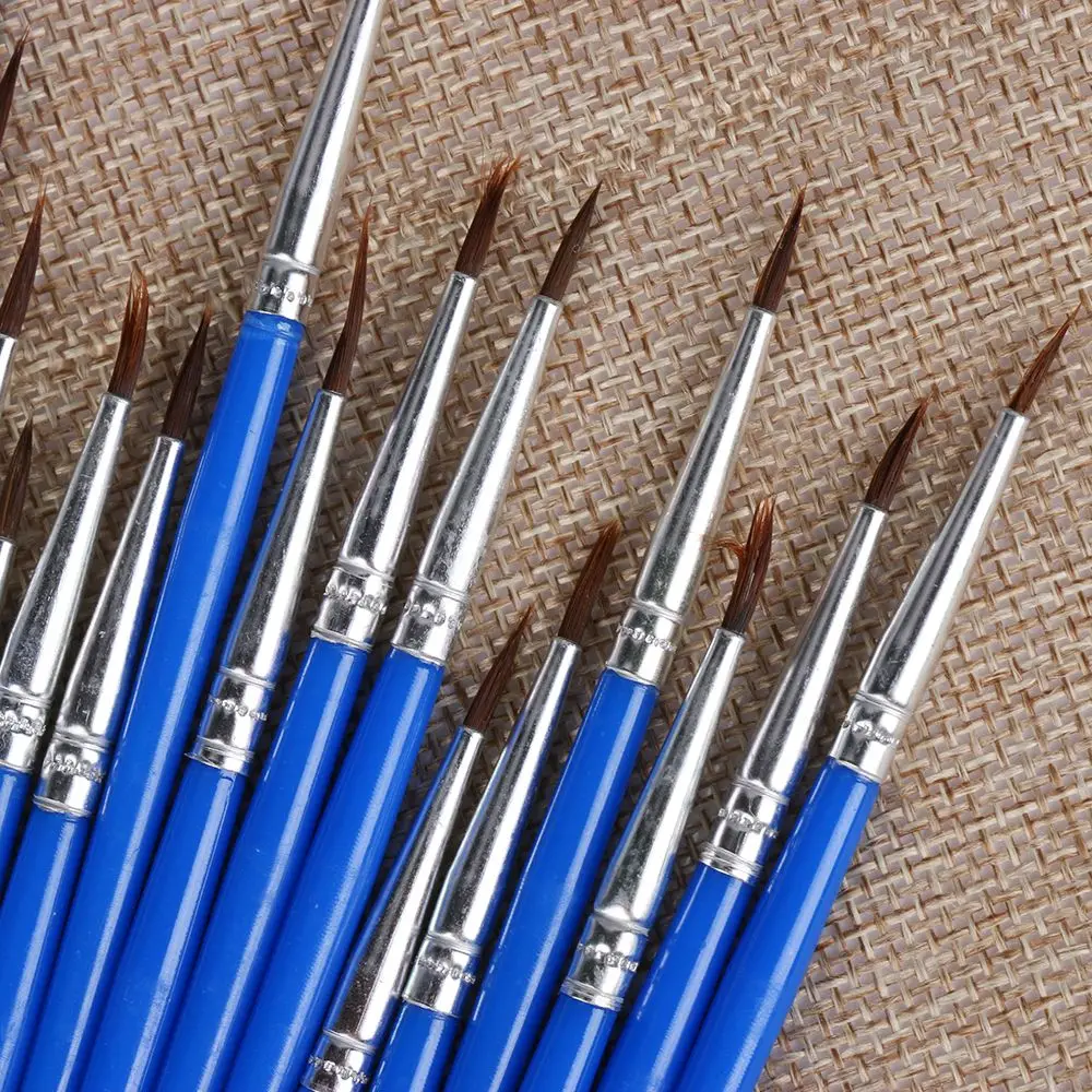 

10 шт./компл., инструмент для рисования, нейлоновые волосы, акварель, масляная живопись, кисти, ручка с крючком