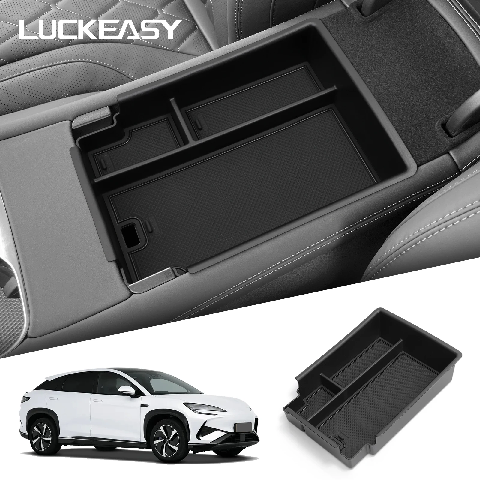 LUCKEASY for BYD Sealion 07 EV 2024-2025 (Not Fit Korea) Center Armrest Storage Box Car Interior Accessories Organizer Tray
