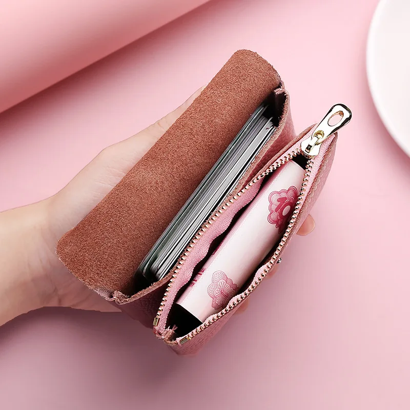 Large Capacity Cowhide Women's Wallets Female Short Coin Purses Hasp Clutch Money Bag Clip Credit ID Card Holders Case Handbag