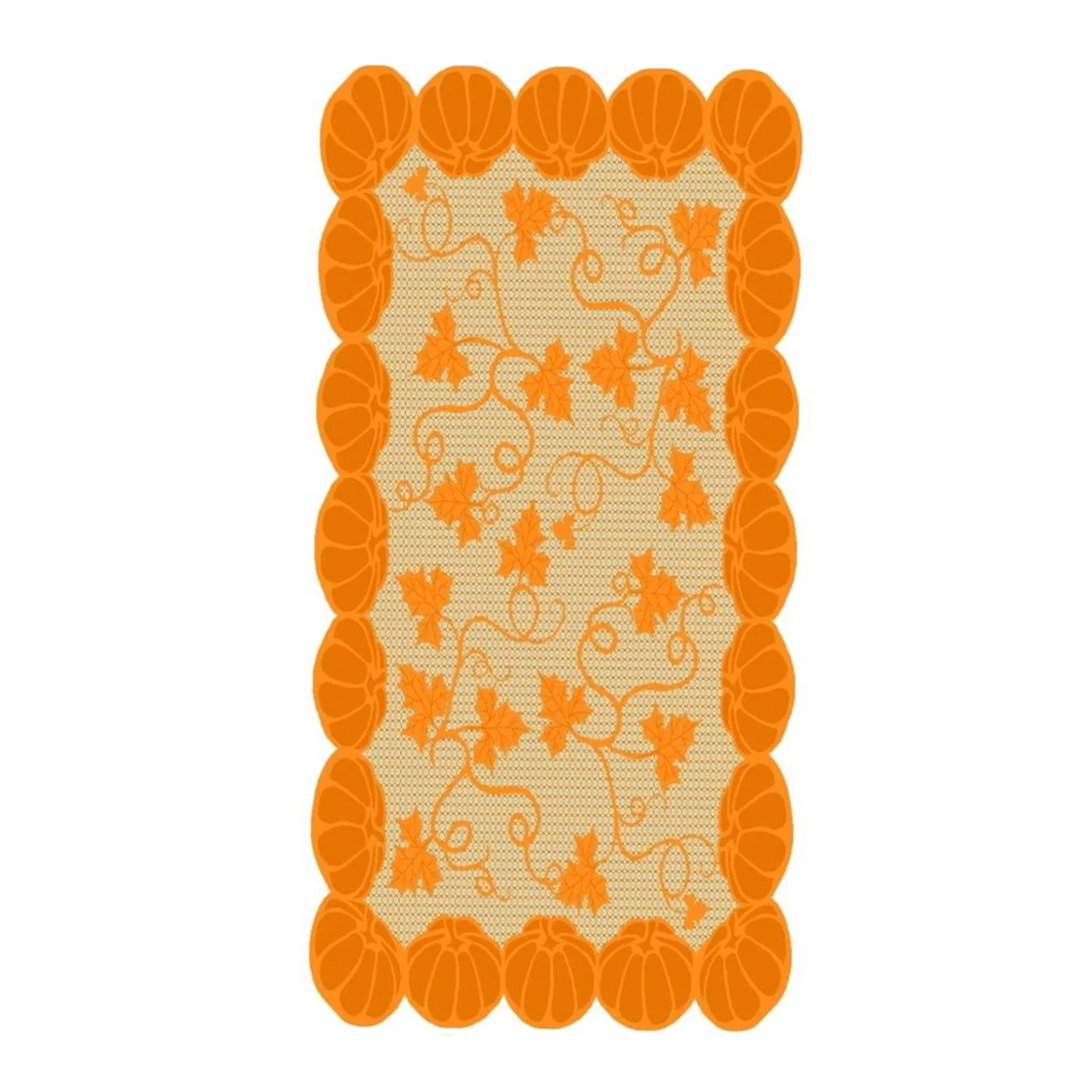 

Orange Autumn Pumpkin Tablecloth Maple Leaves Lace Design Seasonal Cover for Halloween Party Thanksgiving Table Cover