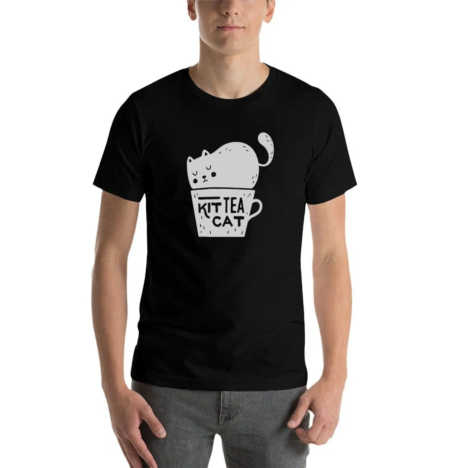 قمصان الشاي - القط الفاخرة كبيرة الحجم القطط قمصان جودة تي شيرت عالية رجل مضحك العلامة التجارية تي شيرت تي رجل كيت أنيمي #4