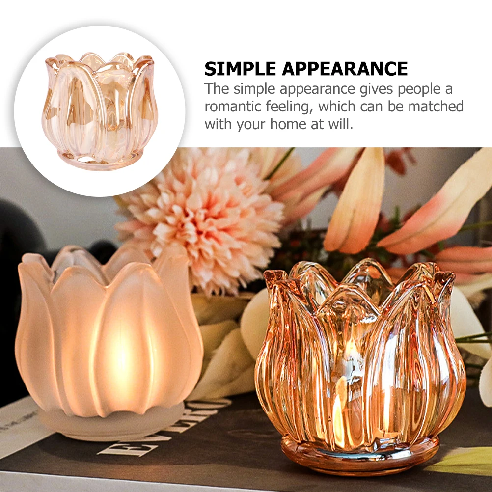 

2Pcs Glass Holders Flower Shape Design Premium Sturdy for Wedding Party Decor Candlelight Dinner Table Centerpiece