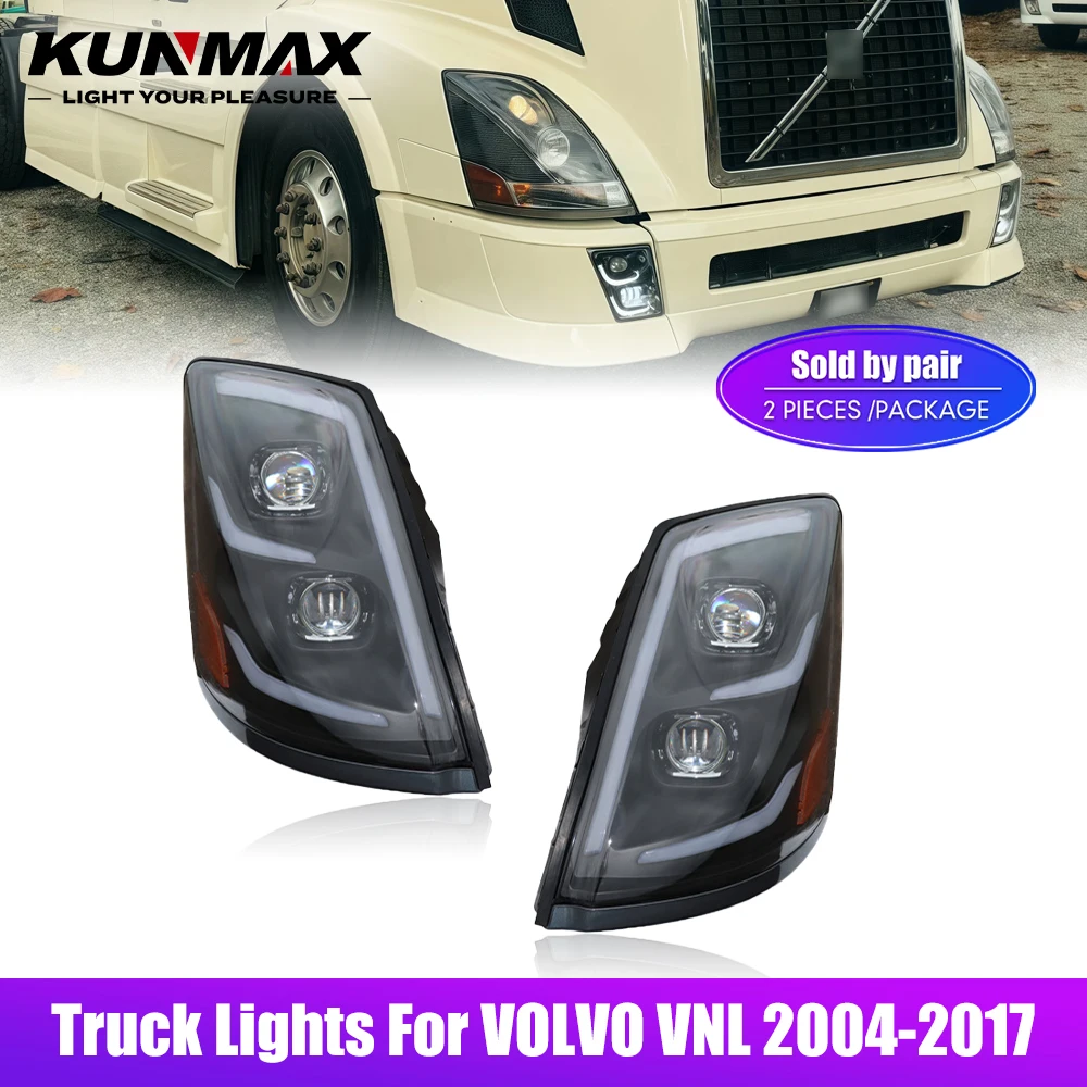 

Для VOLVO VNL 2004-2017: Светодиодные фары-проекторы в сборе, передние фары для грузовиков, дневные ходовые огни (ДХО), указатели поворота, автомобильные фары, 2 шт.