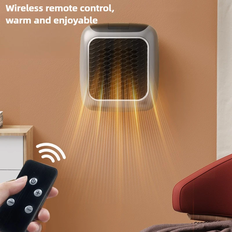 800W Mini Heater for Car Home Small Bathroom Heating Fans Wall Mounted PTC Ceramic Electric Heater with Remote Control Household